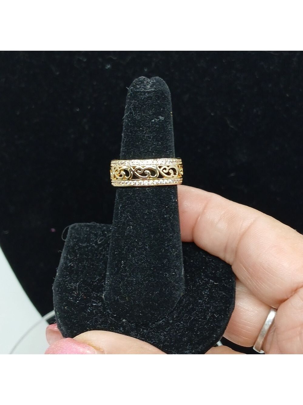 Band Ring Gold And Silvertone with Cz sz 6. #5